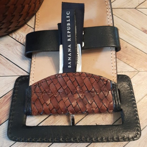 Womens Belt Size Small Extra Wide Brown Braided Woven Leather Banana Republic main image 12